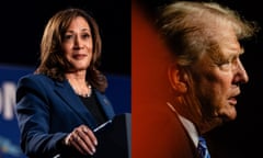 Kamala Harris speaks in West Allis, Wisconsin, on 23 July 2024. Donald Trump speaks at the Bitcoin conference in Nashville, Tennessee, on 27 July 2024.