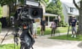 TV crews near the home of Brett Kavanaugh in Chevy Chase, Maryland.