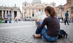 A young traveller in St Peter’s square.