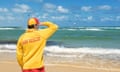 A lifesaver watching the situation on the sea