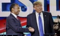 Ben Carson, Donald Trump<br>Republican presidential candidate, retired neurosurgeon Ben Carson, left, and Republican presidential candidate, businessman Donald Trump shake hands after a Republican presidential primary debate at The University of Houston, Thursday, Feb. 25, 2016, in Houston. (AP Photo/David J. Phillip)