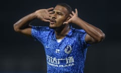 Salomón Rondón celebrates after scoring for Dalian Pro in September. He has nine goals from his past 14 games.