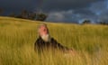 Bruce Pascoe sitting in the mandadyan nalluk  on the hill above his property.