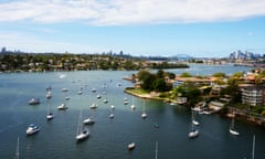 Harbouring ideas … outlook from Gladesville bridge over Cockatoo Island to Sydney’s central business district. New South Wales, Australia.