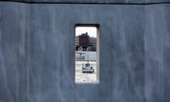 A concrete seawall at a port in Miyako, Japan