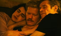 Margaret Qualley, Jesse Plemons and Willem Dafoe in Kinds of Kindness. 