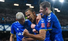 Salomon Rondon celebrates after firing Everton into the lead.