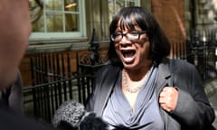 Diane Abbott arrives at Millbank studios in London