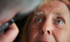 A patient undergoes an eye examination.