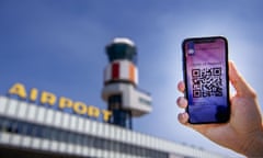 Coronavirus vaccine passport, The Hague, Netherlands - 09 Jun 2021<br>Mandatory Credit: Photo by Robin Utrecht/REX/Shutterstock (12047908i) A corona passport with a qr code on a mobile phone. With a corona passport (digital Covid-19 certificate), the EU wants to make free travel between member states easier. With the 'Digital Green Pass' you can show that you have been vaccinated, recently tested negative or already recovered from corona. More and more countries are going yellow for the holidays. Coronavirus vaccine passport, The Hague, Netherlands - 09 Jun 2021