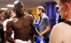 Romelu Lukaku exchanges shirts with Georgi Tunjov of Estonia after Belgium’s victory in Euro 2024 qualifying in June