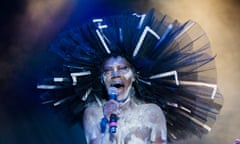 Afropunk Ball 2015<br>BROOKLYN, NY - AUGUST 21:   (EDITOR'S NOTE: This image contains nudity.)  Grace Jone performs onstage during the Afropunk Fancy Ball at Commodore Barry Park on August 21, 2015 in Brooklyn, New York.  (Photo by Roger Kisby/Getty Images)