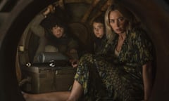 Noah Jupe, Millicent Simmonds and Emily Blunt in A Quiet Place Part II.