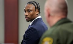 Former Las Vegas Raiders player Henry Ruggs appears in court Wednesday, May 10, 2023, in Las Vegas. Ruggs plead guilty to driving his car drunk before causing a fiery crash that killed a woman. (AP Photo/John Locher)