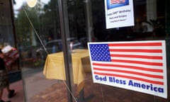 THE PROMISE VI<br>EASTON, PA - June 15, 2017: A patriotic window display in Easton, PA June 15, 2017. CREDIT: Mark Makela for The Guardian