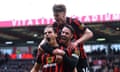 Enes Unal celebrates scoring his first goal since joining Bournemouth in January.