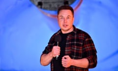 US-SCIENCE-TECHNOLOGY-COMPUTERS-TRANSPORT-TUNNEL-BORING-MUSK<br>Elon Musk, co-founder and chief executive officer of Tesla Inc., speaks during an unveiling event for the Boring Company Hawthorne test tunnel in Hawthorne, south of Los Angeles, California on December 18, 2018. - Musk explained that the snail moves 14 times faster than a tunnel-digging machine. 
On Tuesday night December 18, 2018, Boring Co. officially opened the Hawthorne tunnel, a preview of Elon Musk's larger vision to ease L.A. traffic. (Photo by Robyn Beck / POOL / AFP)ROBYN BECK/AFP/Getty Images