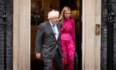 Boris Johnson and Carrie Johnson leaving 10 Downing Street on 6 September, when the former prime minister made his farewell address.