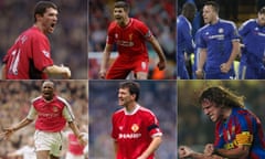 Clockwise from top left: Roy Keane, Steven Gerrard, John Terry, Carles Puyol, Bryan Robson and Patrick Vieira