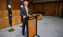 The Prime Minister faces the media in the main committee room of Parliament House in Canberra after calling a federal election for July 2.