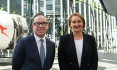 Outgoing Qantas CEO Alan Joyce and his successor Vanessa Hudson