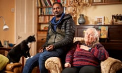 Robel with his host Frieda Schicker and her cat