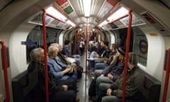 Tube passengers in a train carriage, London