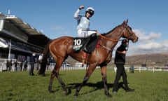 Rachael Blackmore celebrates her Champion Hurdle victory on Honeysuckle.