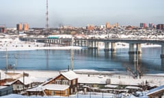 Irkutsk Cityscape: Residential District, Angara River and Trans-Siberian Railway