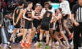 Princeton Tigers celebrate their upset victory over Arizona at the NCAA Tournament