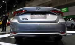 A Toyota Corolla Altis is displayed during Thailand Fast Auto Show &amp; EV Expo at Bangkok International Trade and Exhibition Center.