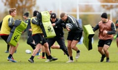 Saracens players during training this week.