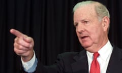 James Baker, representative for George W Bush, makes a point during a press conference in Florida, in November 2000.