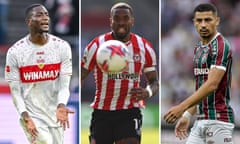 Serhou Guirassy of VfB Stuttgart, Ivan Toney of Brentford, André of Fluminense