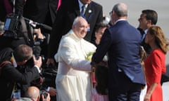 Pope Francis arrives at Dublin airport on Friday. Photograph: Aidan Crawley/EPA