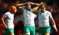 Nuno Sousa Guedes and Portugal teammates react after his missed penalty with the last kick of the game left their game with Georgia a draw.