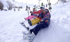 Iranian women talking a selfie at the Dizin ski resort