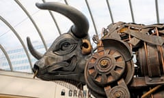 Ozzy the animatronic bull was unveiled in its new permanent home at Birmingham New Street station, 26 July 2023.