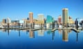 city photographed from a harbour