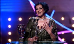 Meera Syal speaks at the Bafta TV ceremony with her lifetime achievement award