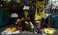 Tributes to the memory of AEK fan Michalis Katsouris, who was stabbed to death before the Champions League qualifier against Dinamo Zagreb.