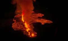 Lava flows from a volcano in Grindavík, Iceland