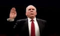 John Brennan is sworn in to testify before the House intelligence committee, in May 2017