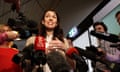 New Zealanders Head To The Polls To Vote In 2020 General Election<br>AUCKLAND, NEW ZEALAND - OCTOBER 18: Re-elected New Zealand Prime Minister Jacinda Ardern talks to reporters from a cafe near her home in Auckland, New Zealand on 18 October 2020, the morning after the Labour Party’s resounding win in the 2020 General Election. Voters head to the polls today to elect the 53rd Parliament of New Zealand. The 2020 New Zealand General Election was originally due to be held on Saturday 19 September but was delayed due to the re-emergence of COVID-19 in the community. (Photo by Lynn Grieveson - Newsroom/Newsroom via Getty Images)