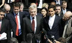 Max Mosley speaking to the press outside the High Court in London after winning his privacy action against the News of the World in 2008.