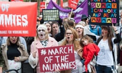 Women protesting for better rights for working mothers, in London, October 2017