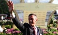 Frankie Dettori waves to racegoers after riding in his last race at Royal Ascot.