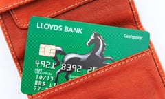 Lloyds Bank cashpoint card.