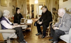 A dramatic historical tableau … (from l to r) Anita Lasker-Wallfisch, Maya Lasker-Wallfisch, Kai Höss and Hans Jürgen Höss in The Commandant’s Shadow.