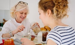 Mother and daughter sharing breakfast